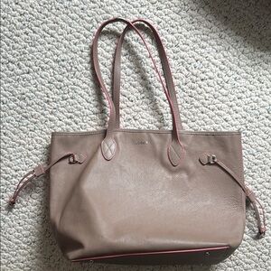 Lodis Pink and Tan Leather Tote Bag